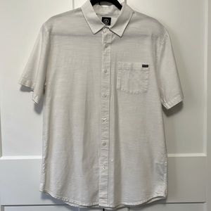 Volcom men’s button down short sleeve shirt. Off-white. Cotton. Medium